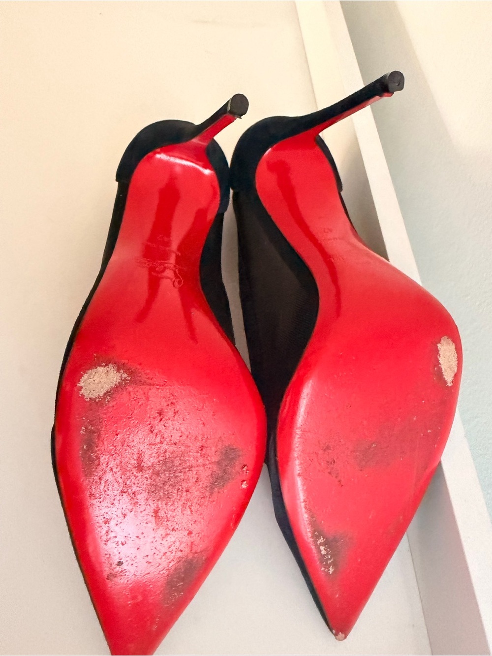 Christian Louboutin Galativi Navy Suede and Mesh Pointed Pump - Picture 6 of 7